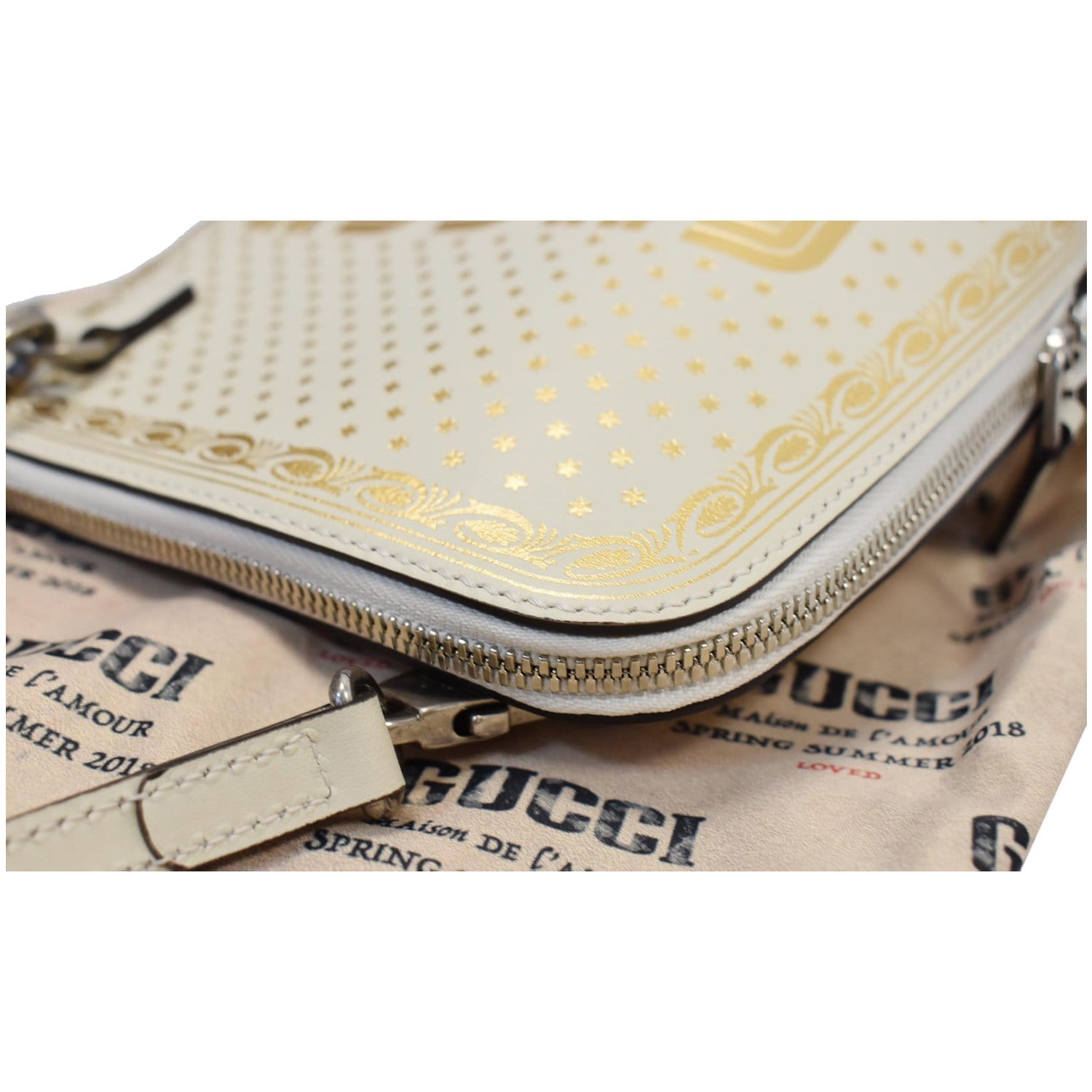 GUCCI Moon Steller Guccy Leather Crossbody Bag Ivory - Final Sale