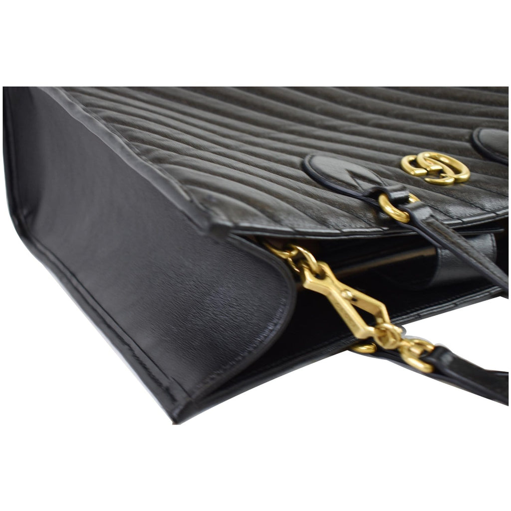 GUCCI GG Marmont Medium Matelasse Leather Tote Bag Black 627332