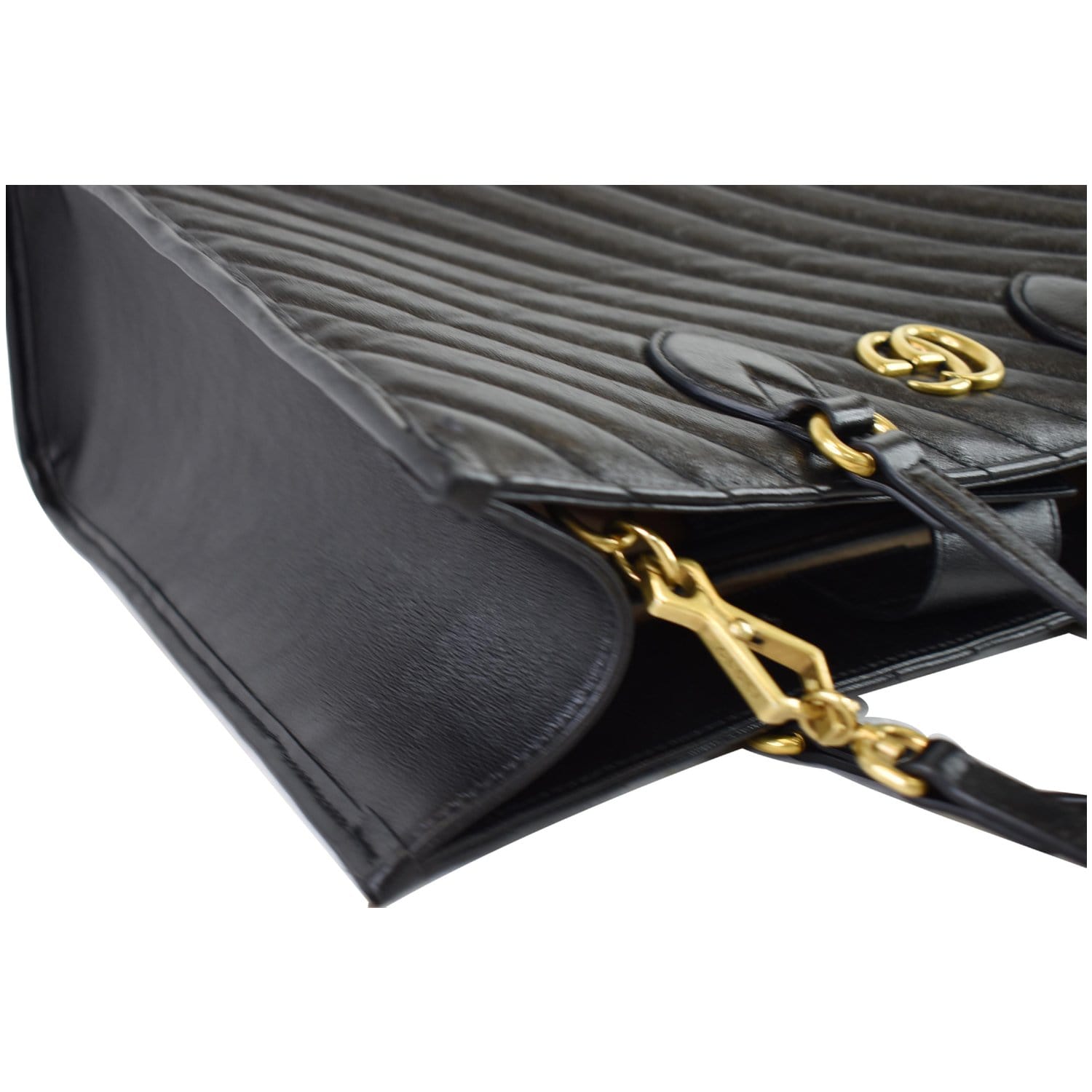 GUCCI GG Marmont Medium Matelasse Leather Tote Bag Black 627332