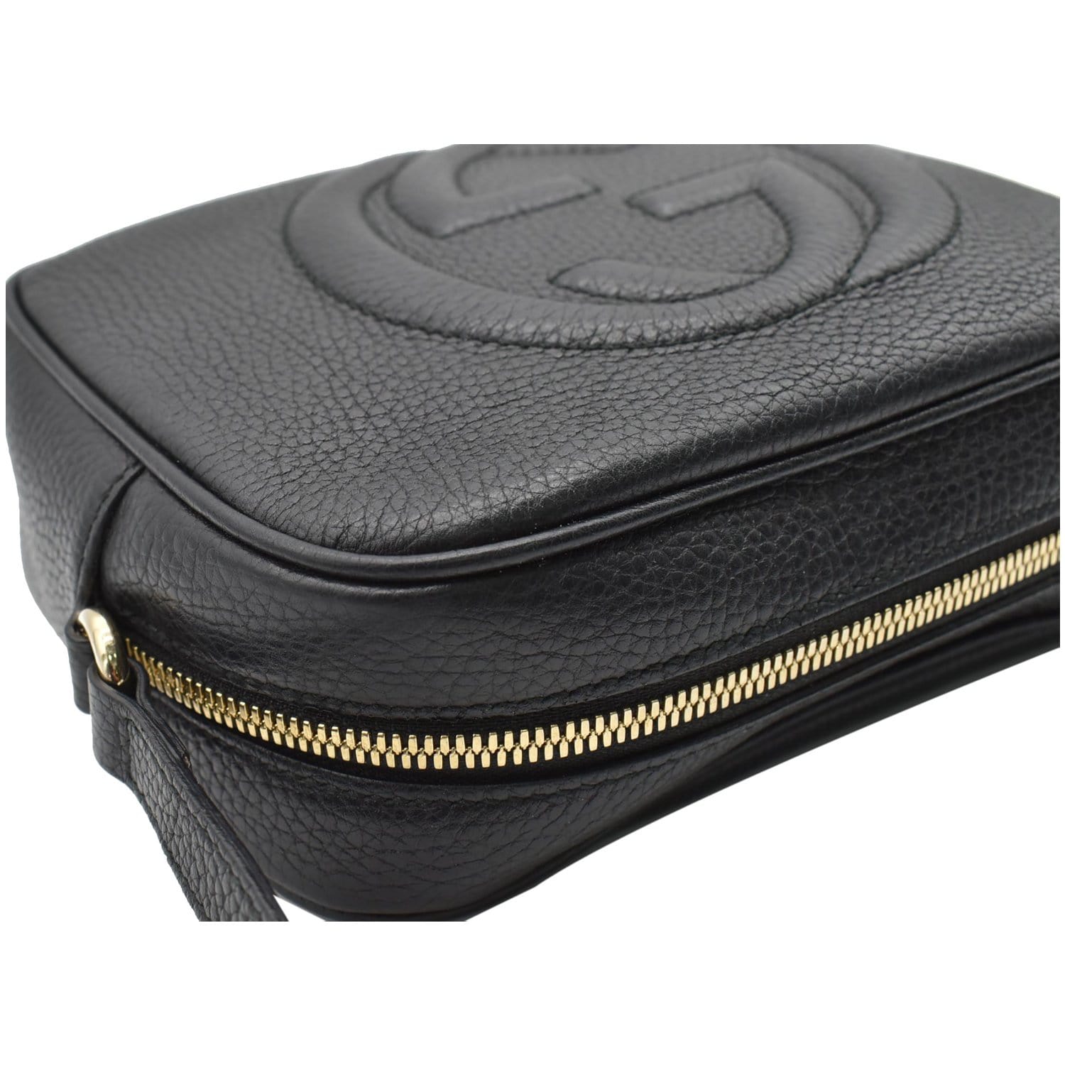 GUCCI Soho Disco Small Pebbled Leather Crossbody Bag Black 308364