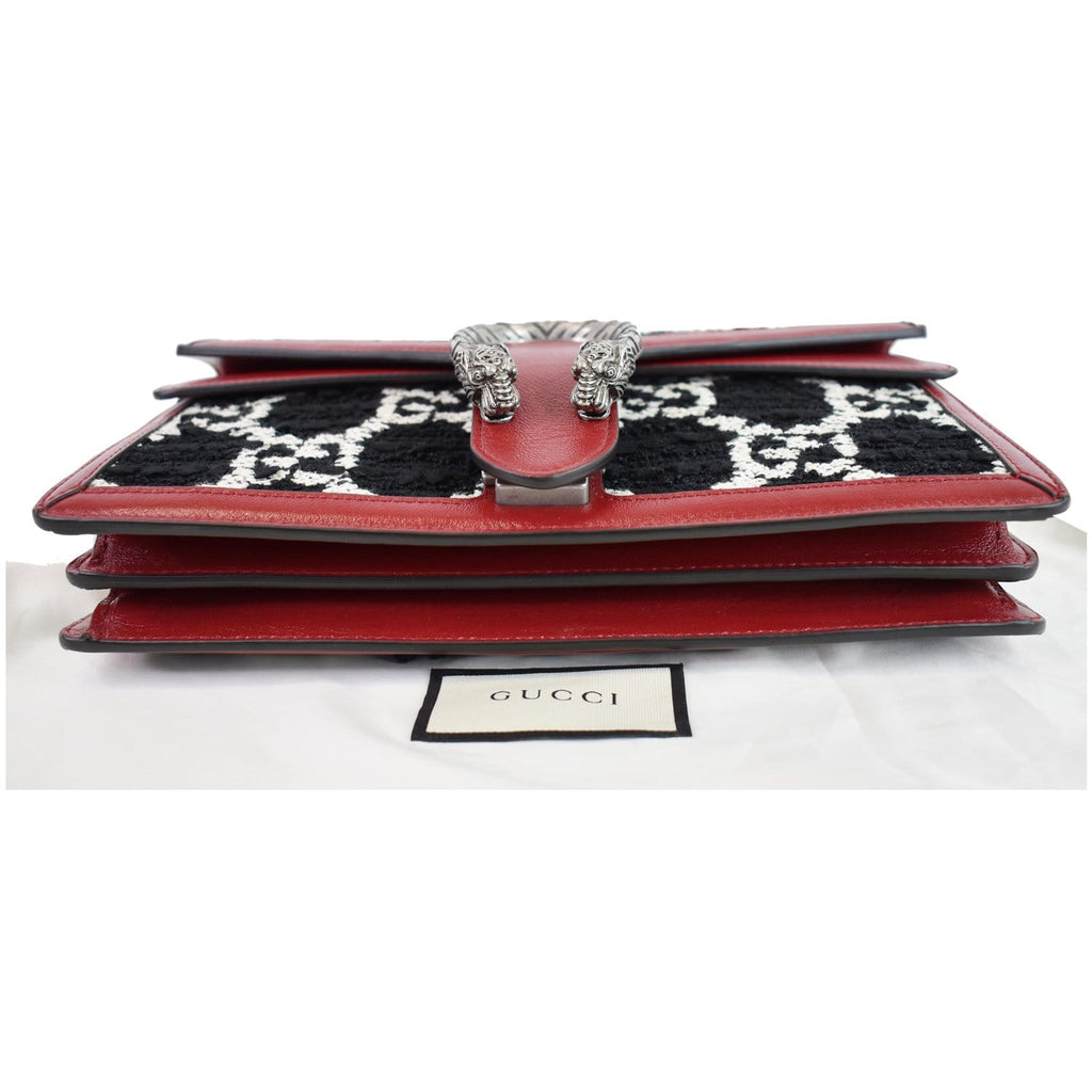 GUCCI Dionysus GG Tweed Small Shoulder Bag Cerise 400249