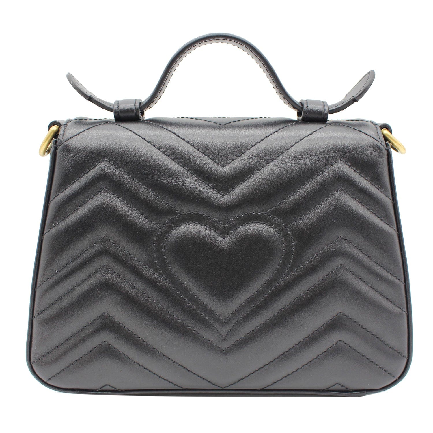 GUCCI GG Marmont Mini Leather Top Handle Shoulder Bag Black 547260