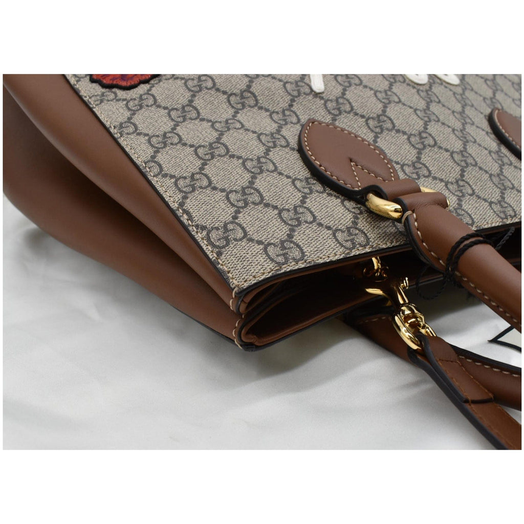 GUCCI Blind for Love GG Supreme Canvas Top Handle Crossbody Bag Maple Brown 453704