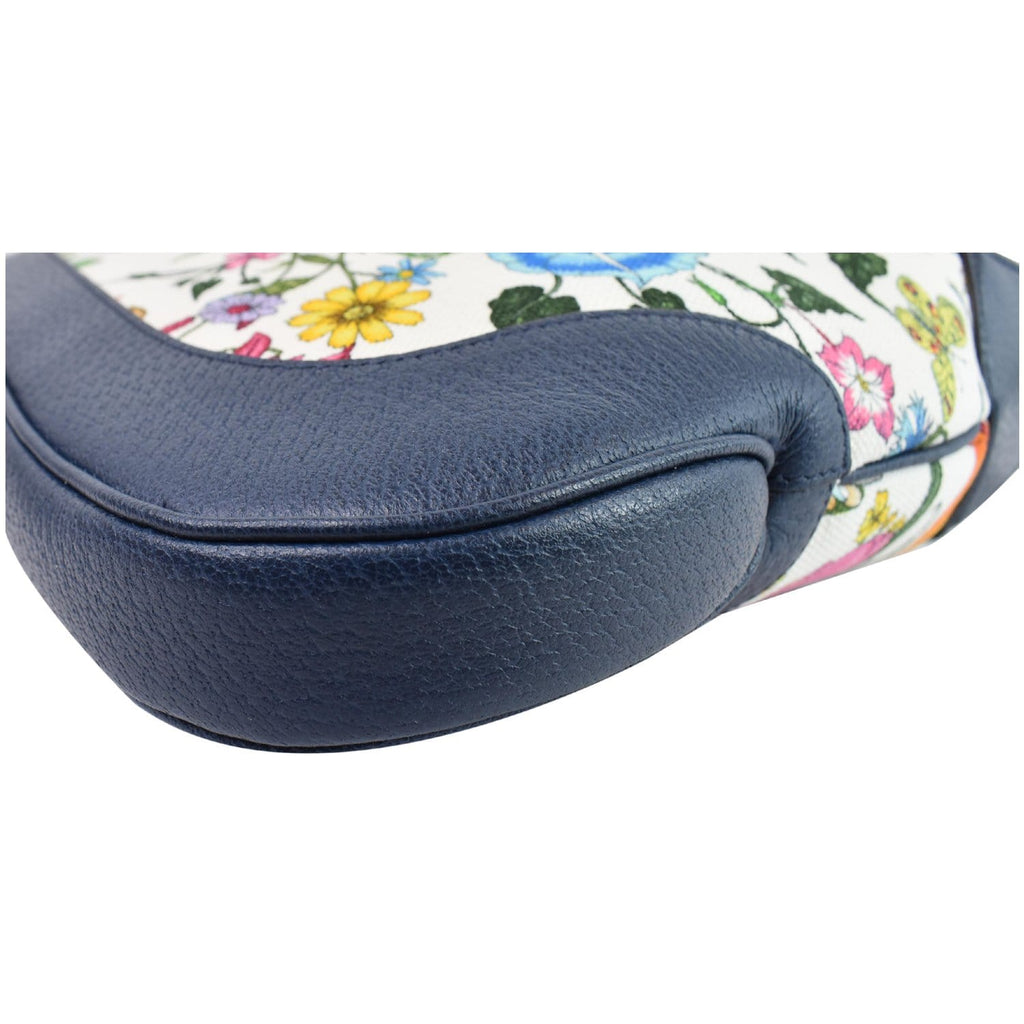 GUCCI Flora Jackie Medium Canvas Hobo Bag Blue 550152 - Last Call