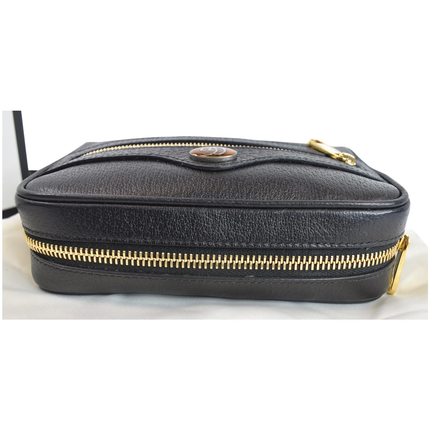 GUCCI Ophidia Mini GG Web Leather Crossbody Bag Black 517350