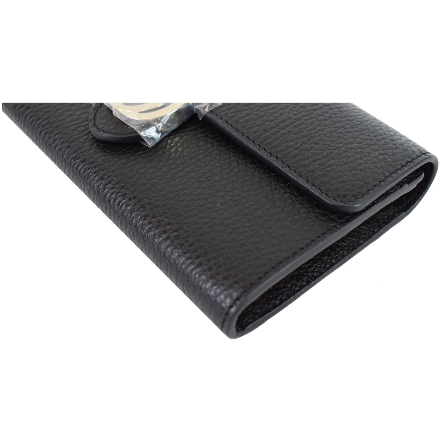 GUCCI GG Interlocking Continental Leather Wallet Black 598166