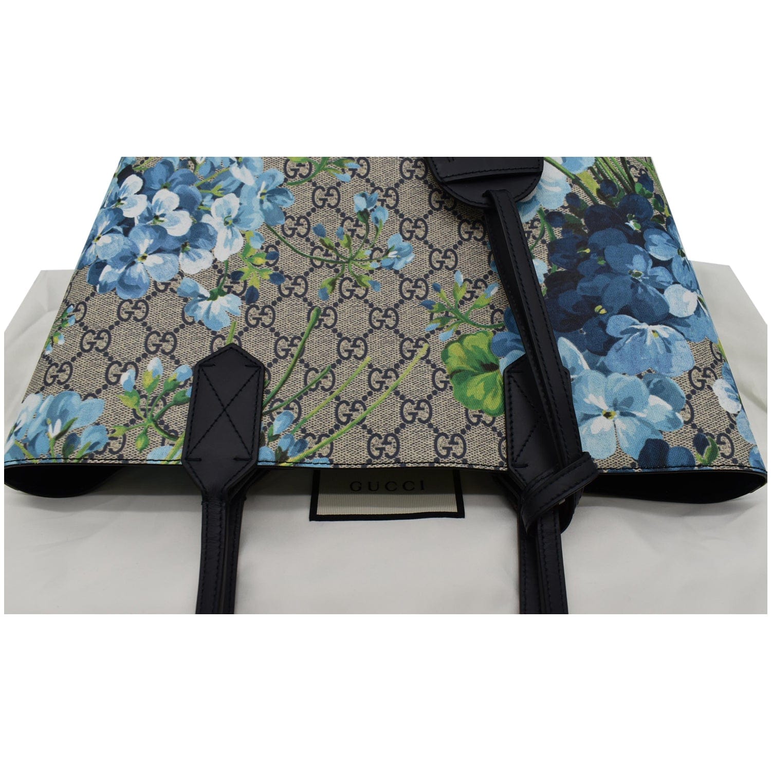 GUCCI Blooms Reversible GG Print Floral Supreme Tote Bag Blue 546323