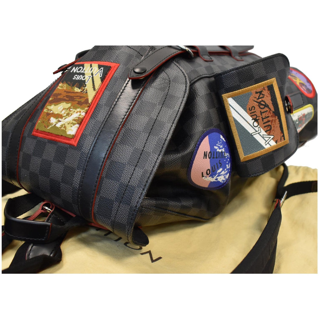 LOUIS VUITTON Alps Christopher Patch Damier Graphite Backpack Bag Black