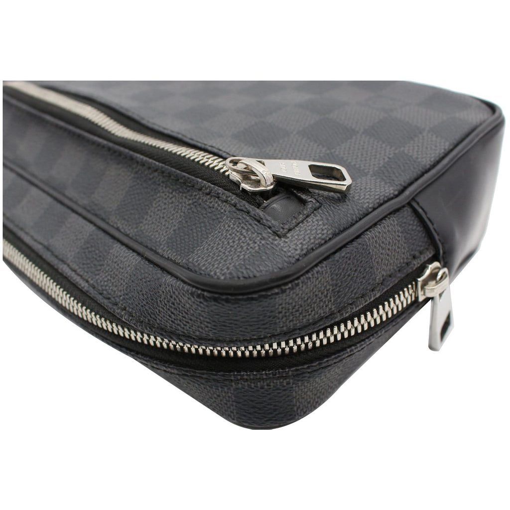 LOUIS VUITTON Alpha Damier Graphite Canvas Pouch Clutch Bag Black