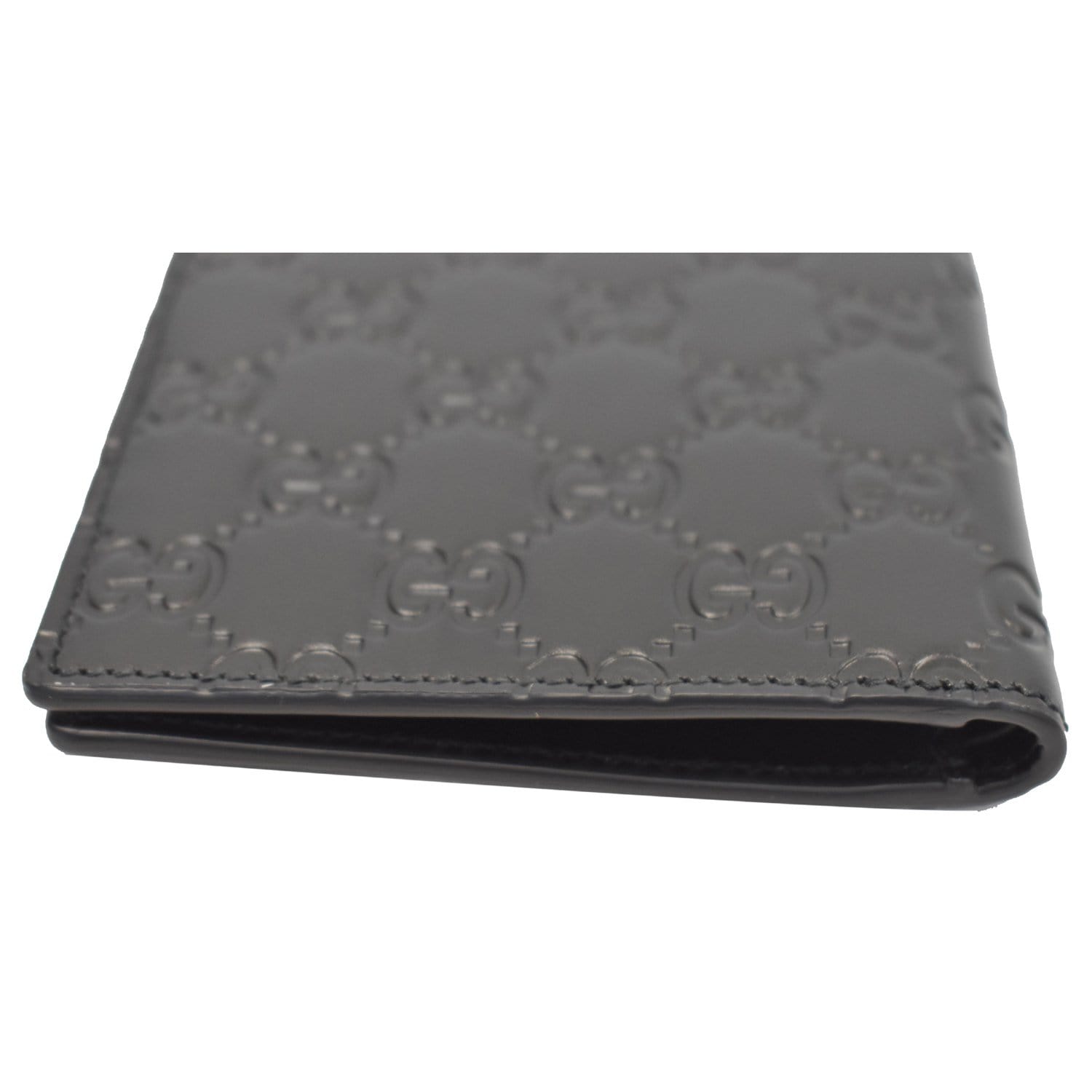 GUCCI GG Signature Leather Bi-Fold Wallet Black 473916