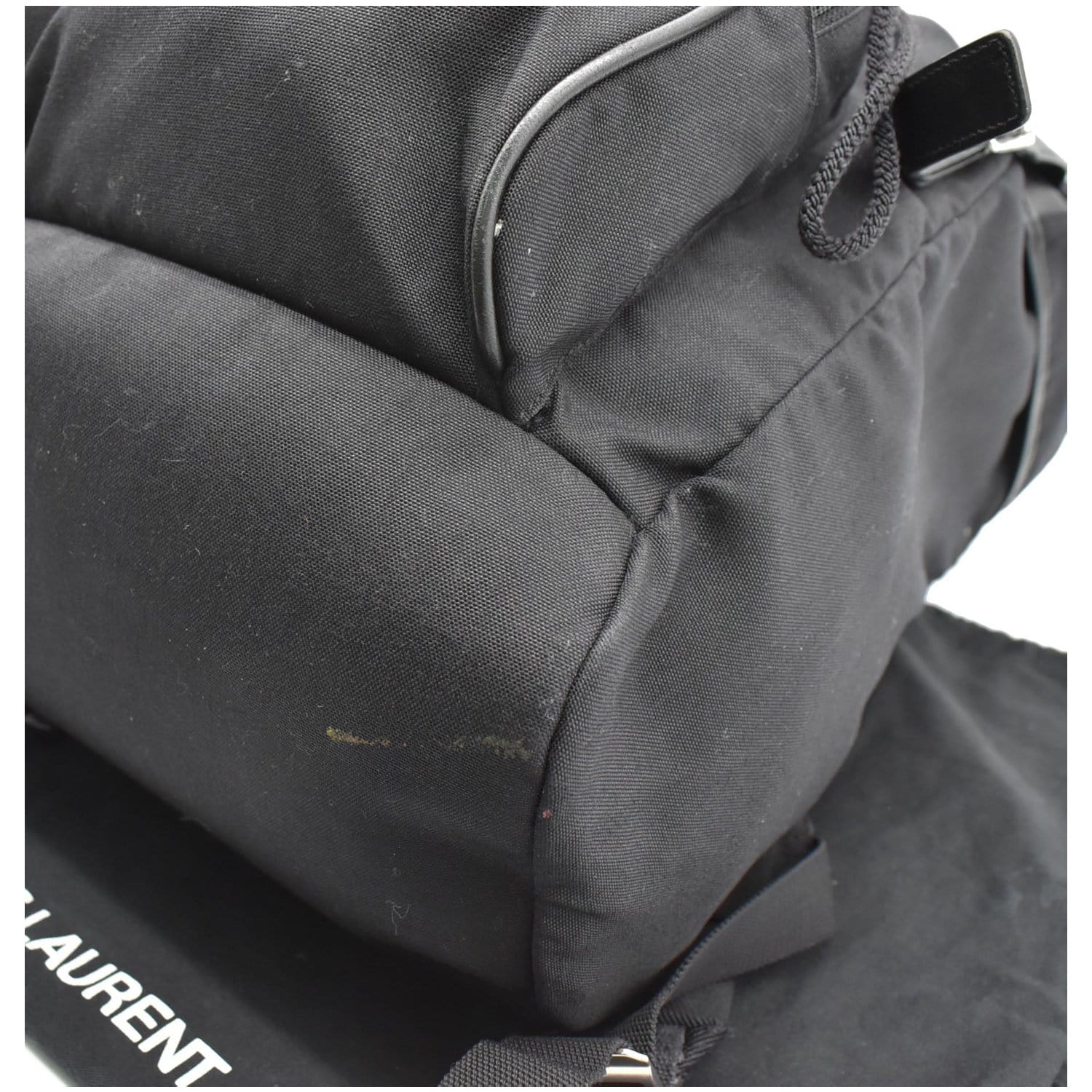 YVES SAINT LAURENT Hunting Rucksack Canvas Backpack Bag Black