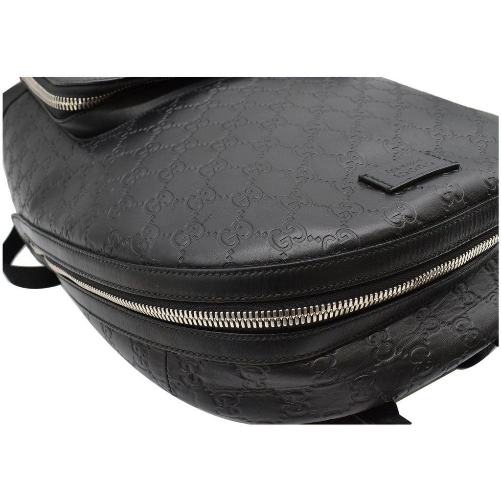 GUCCI GG Signature Leather Backpack Bag Black 406370