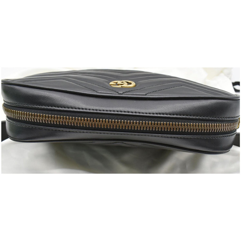 GUCCI GG Marmont Matelasse Leather Belt Bag Black 523380