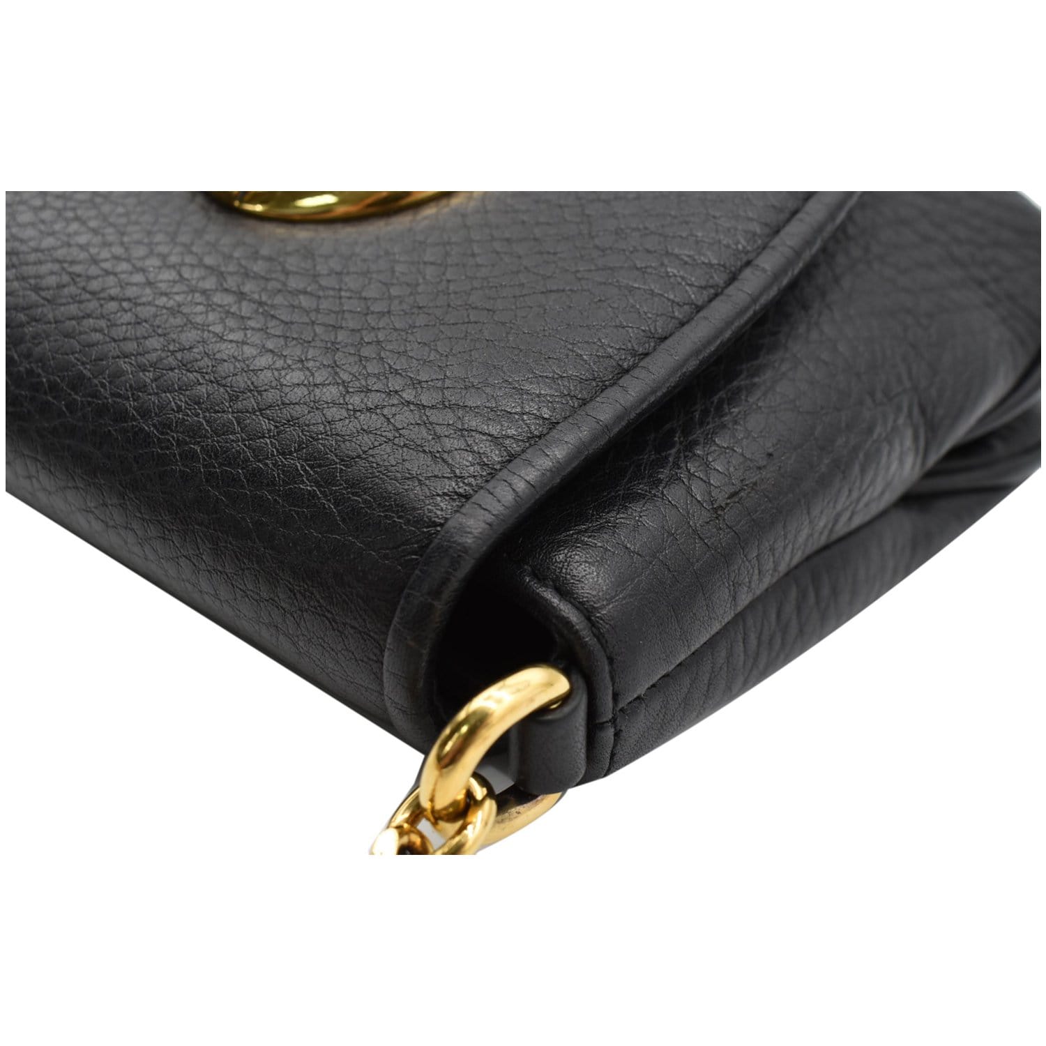 GUCCI Small 1973 Pebbled Leather Chain Crossbody Bag Black 251821