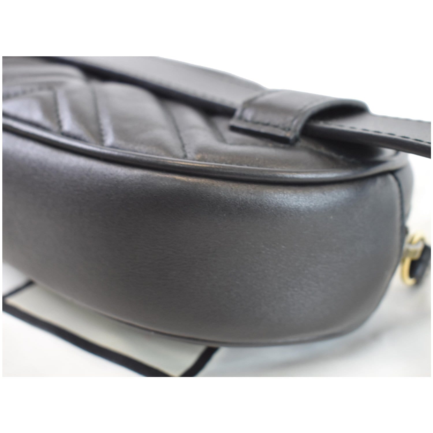 GUCCI GG Marmont Matelasse Leather Belt Bag Black 476434
