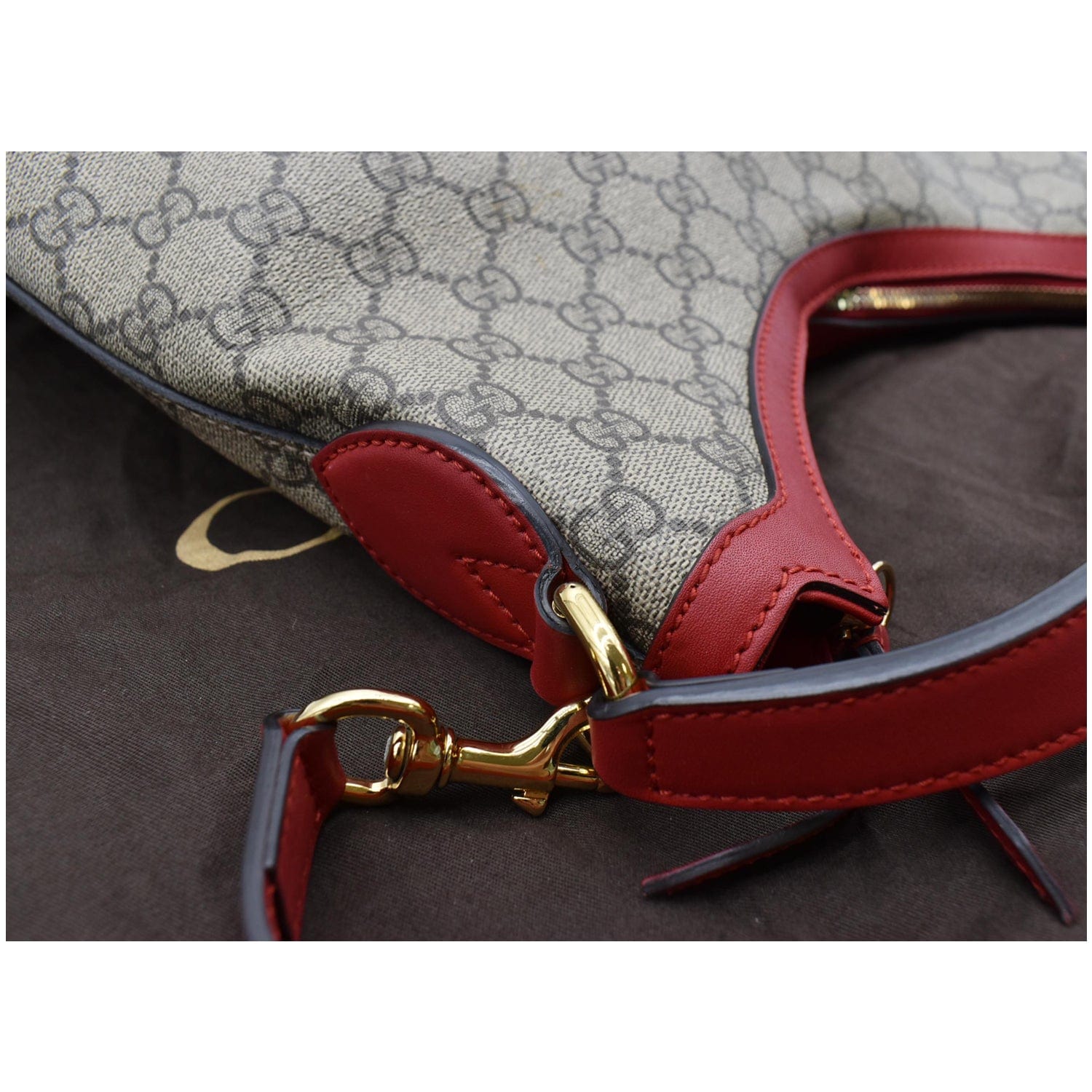GUCCI Linea A Supreme Coated Canvas Hobo Shoulder Bag Beige 414930