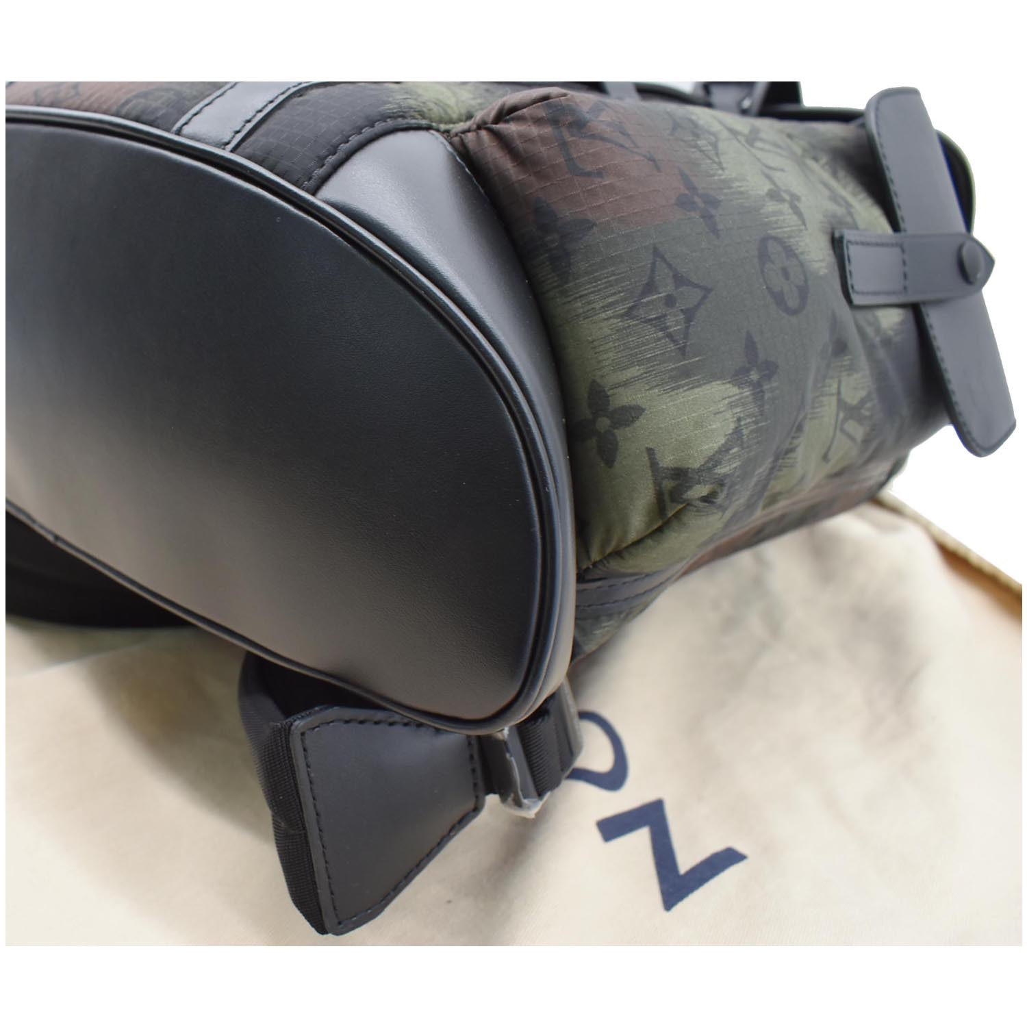 LOUIS VUITTON Christopher PM Camouflage Nylon Monogram Backpack Bag Black
