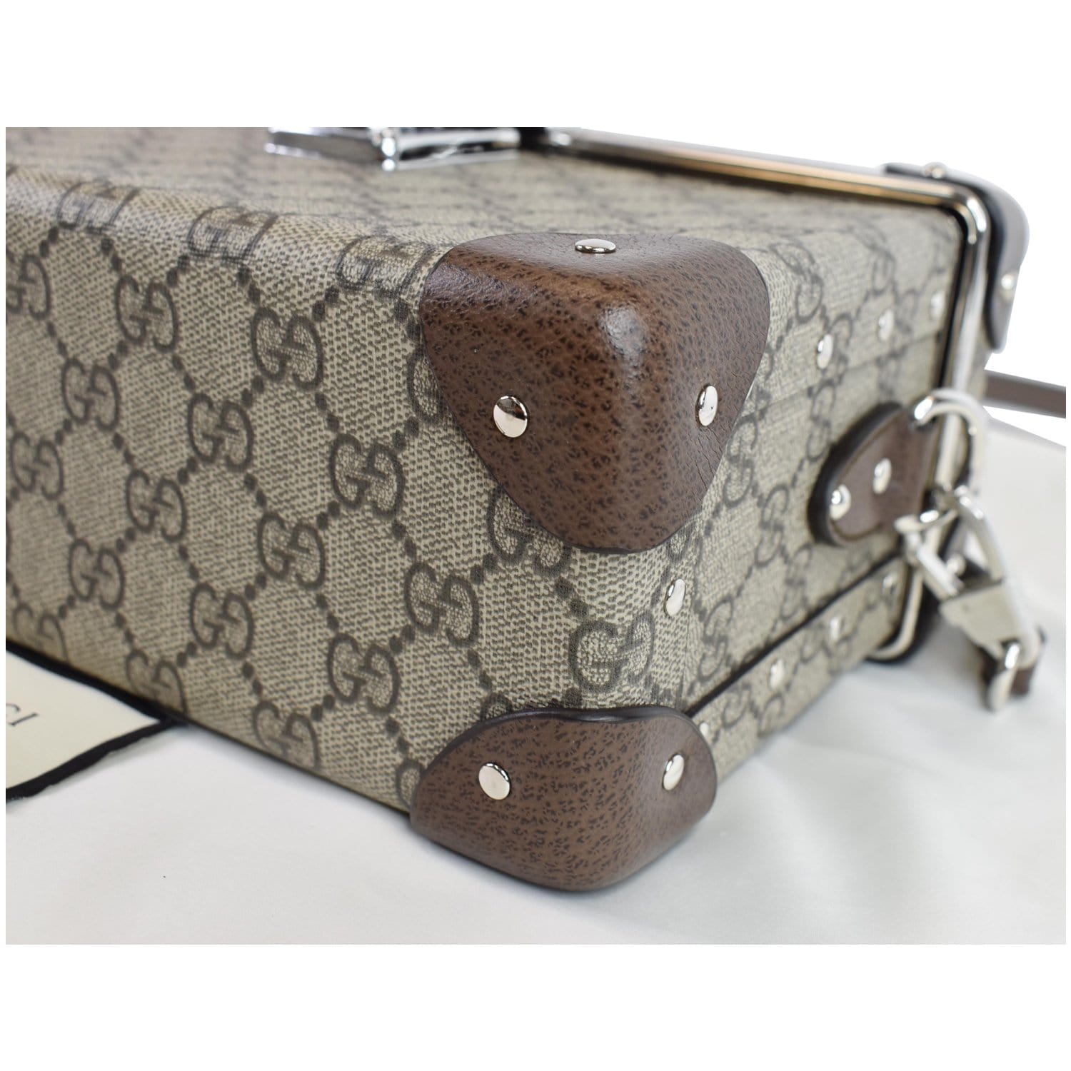 GUCCI Globe-Trotter GG Beauty Case Bamboo Shoulder Bag Beige 588351