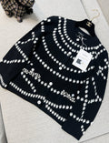 Chanel 25P Black & White Cashmere Embroidered igan