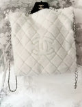 Chanel 22N white fur backpack