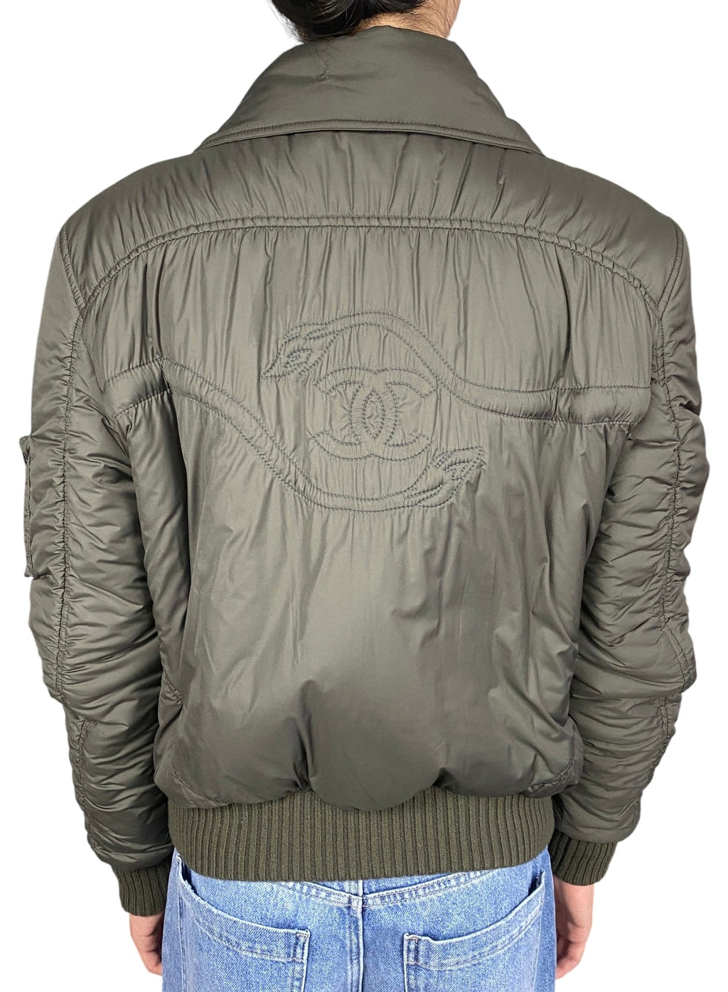 Chanel 2014 Army Green Lion Bomber Jacket - FR 38 / US 6