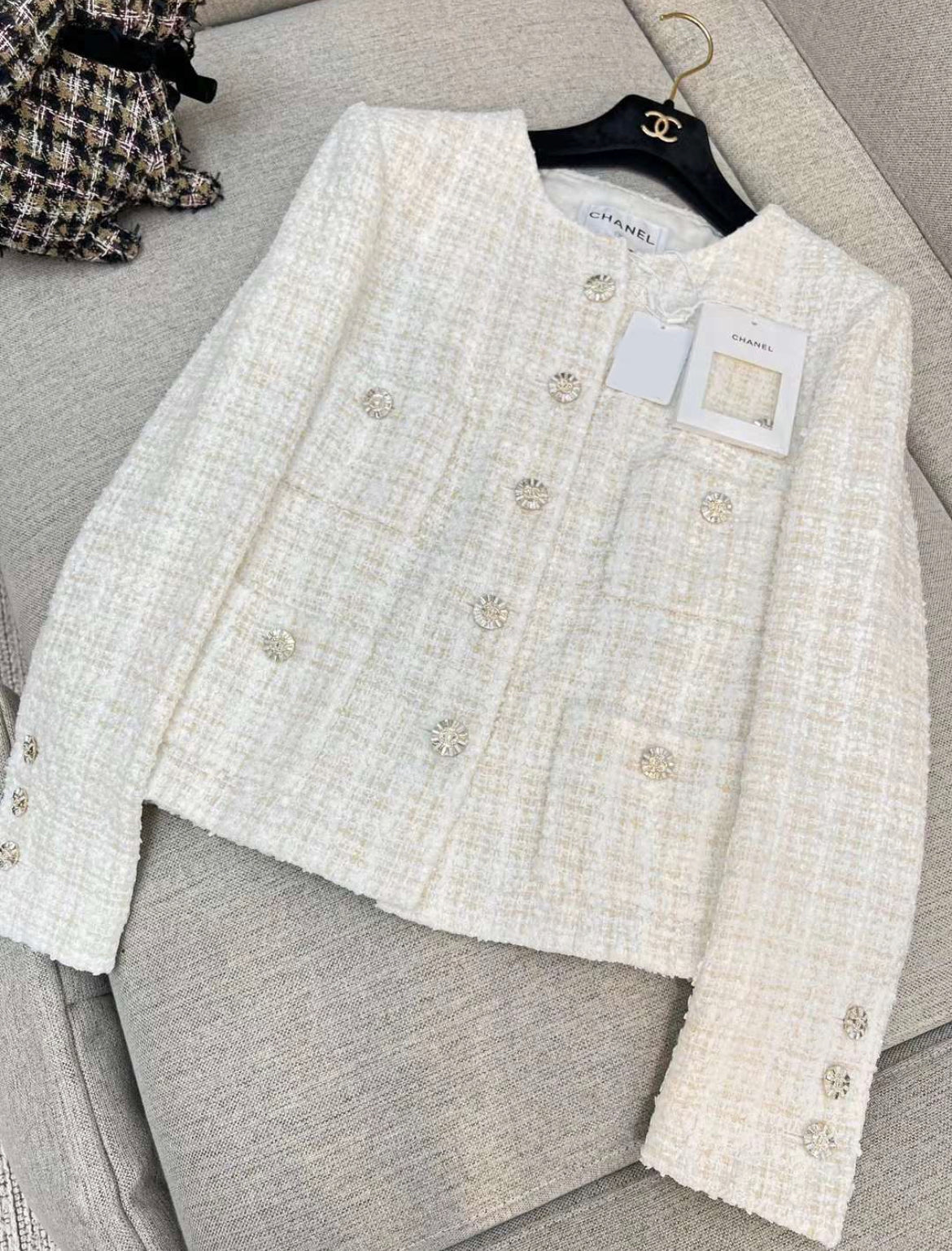 Chanel 23c white moonlight jacket size 38 brand new with tags