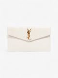 Saint Laurent Uptown Clutch Blanc Vintage Grained Leather
