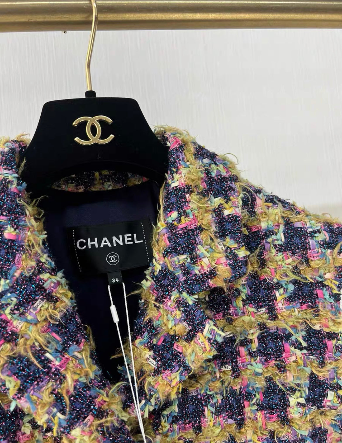 Chanel 22A multicolore tweed dress size 34 brand new