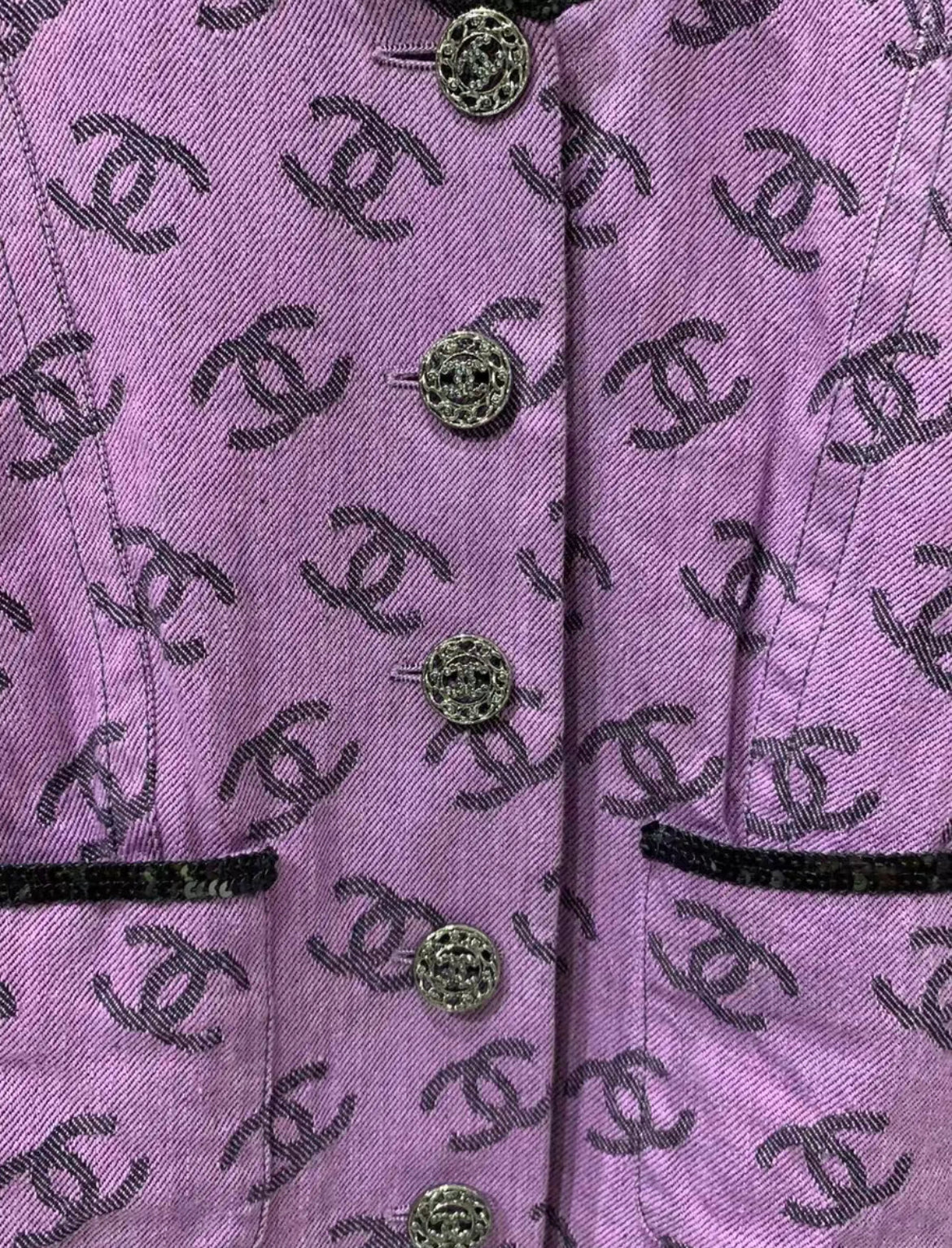 Chanel 22SS purple & black denim dress size 36 Brand New with tags