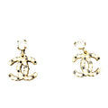CHANEL CC Pearl Earrings Gold