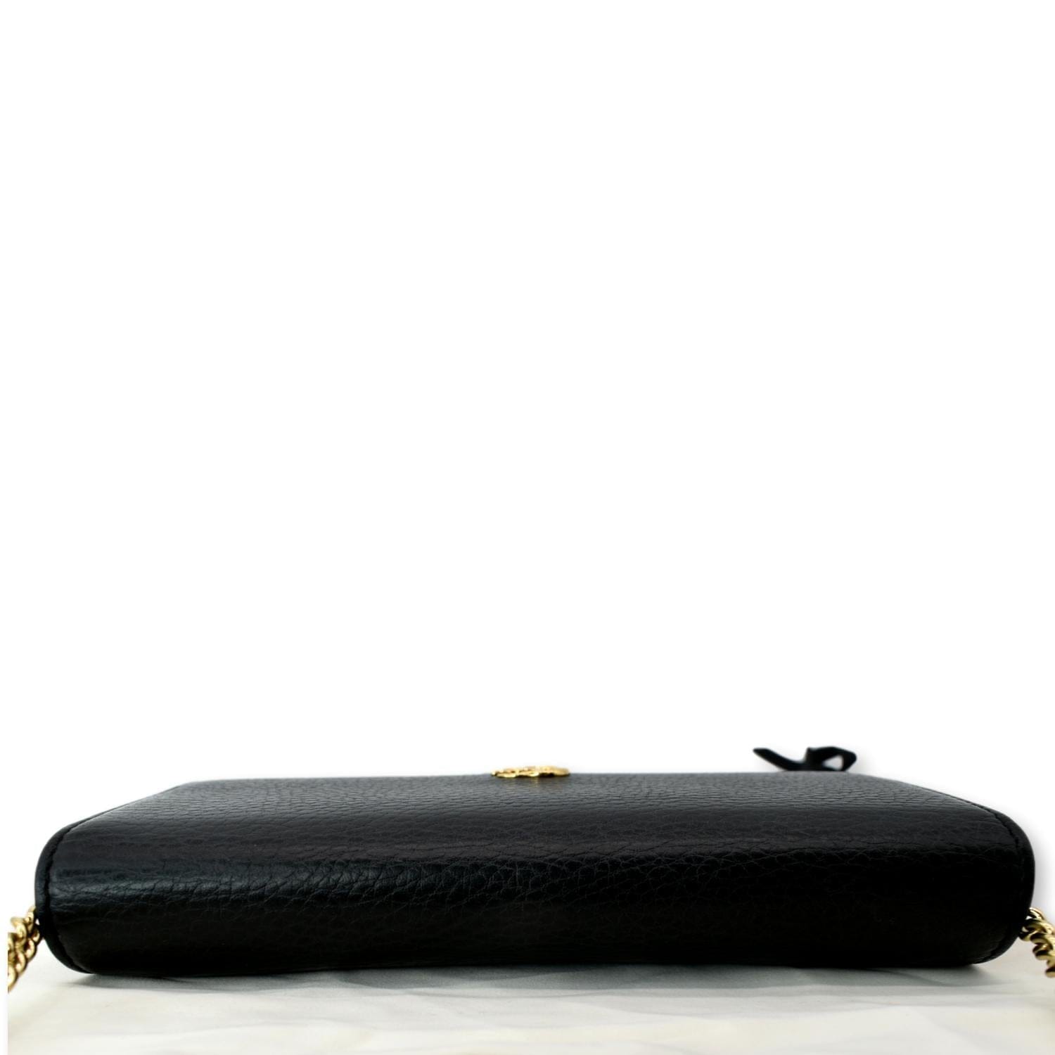 GUCCI Petite GG Marmont Leather Chain Wallet Black 546585