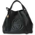 GUCCI Soho Small Pebbled Leather Shoulder Bag Black 336751