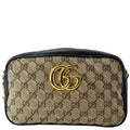 GUCCI GG Marmont Small Matelasse Canvas Leather Crossbody Bag Beige 447632
