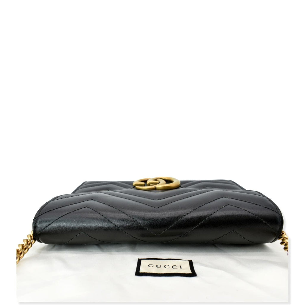 GUCCI GG Marmont Mini Matelasse Leather Crossbody Bag Black 474575