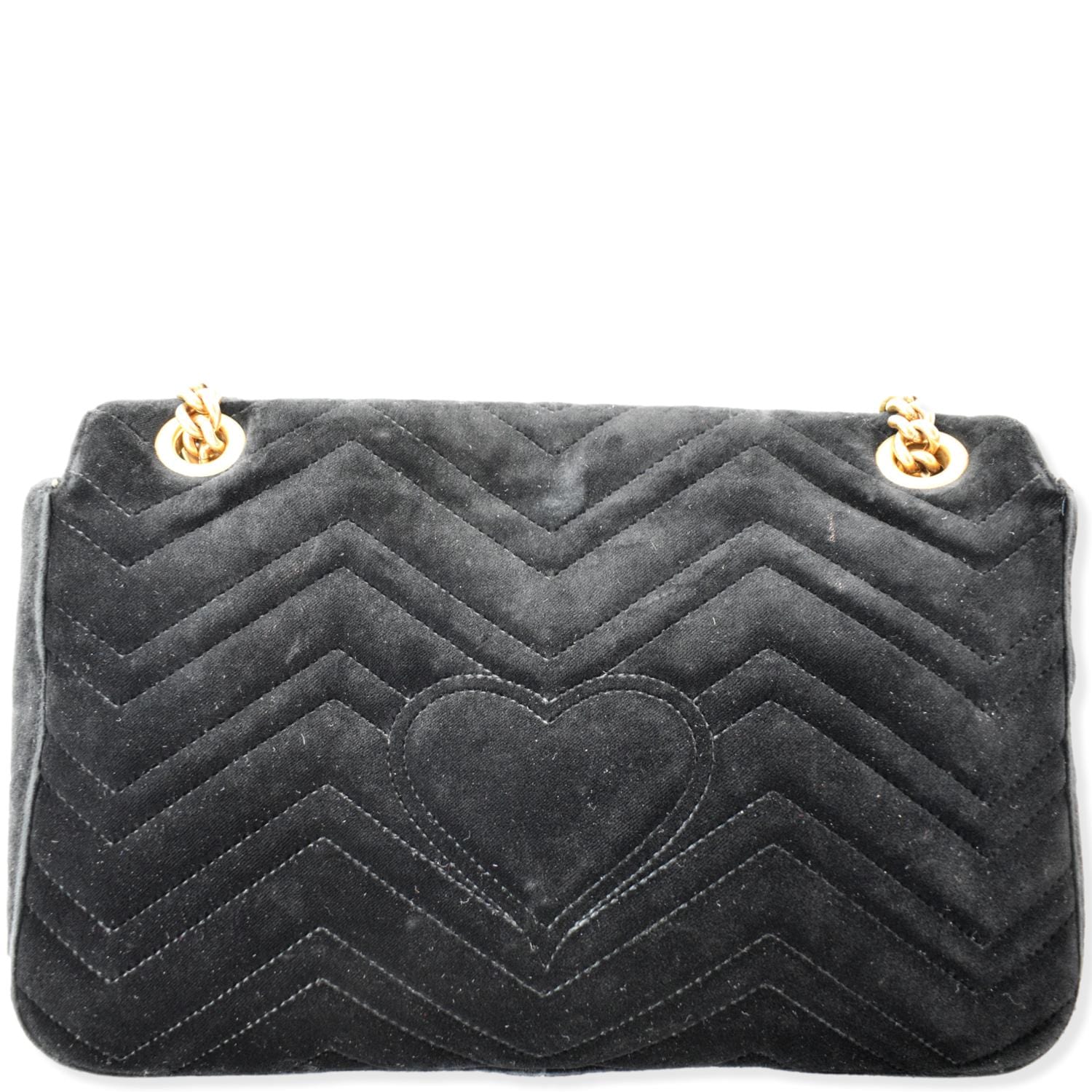 GUCCI Blind For Love Marmont Embroidered Velvet Shoulder Bag Black 443496
