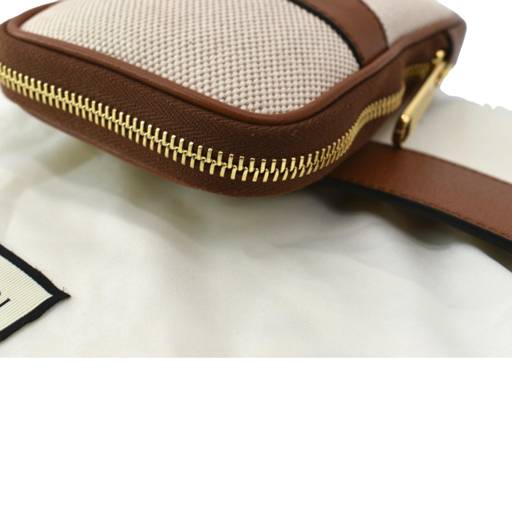 GUCCI Phone Case Vintage Canvas Belt Bag Dark Brown 581519