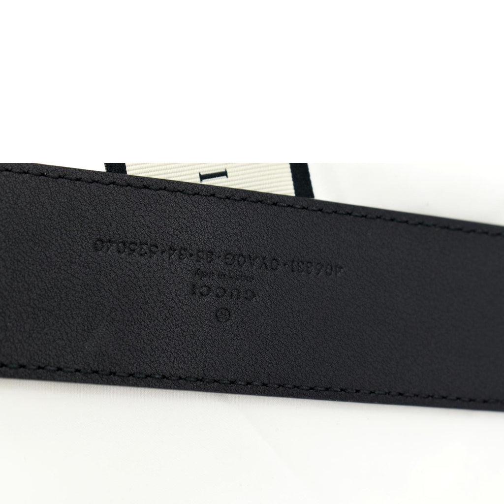 GUCCI Double G Buckle Leather Belt Black 406831