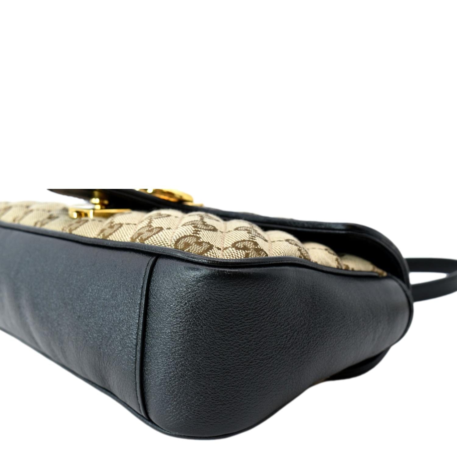 GUCCI GG Marmont Small Matelasse Canvas Shoulder Bag Black 443497