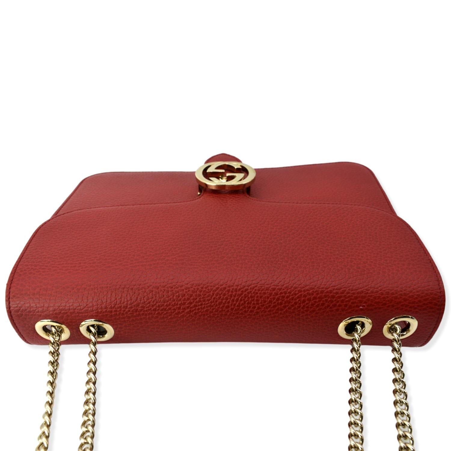 GUCCI Interlocking GG Calfskin Leather Crossbody Bag Red 510303