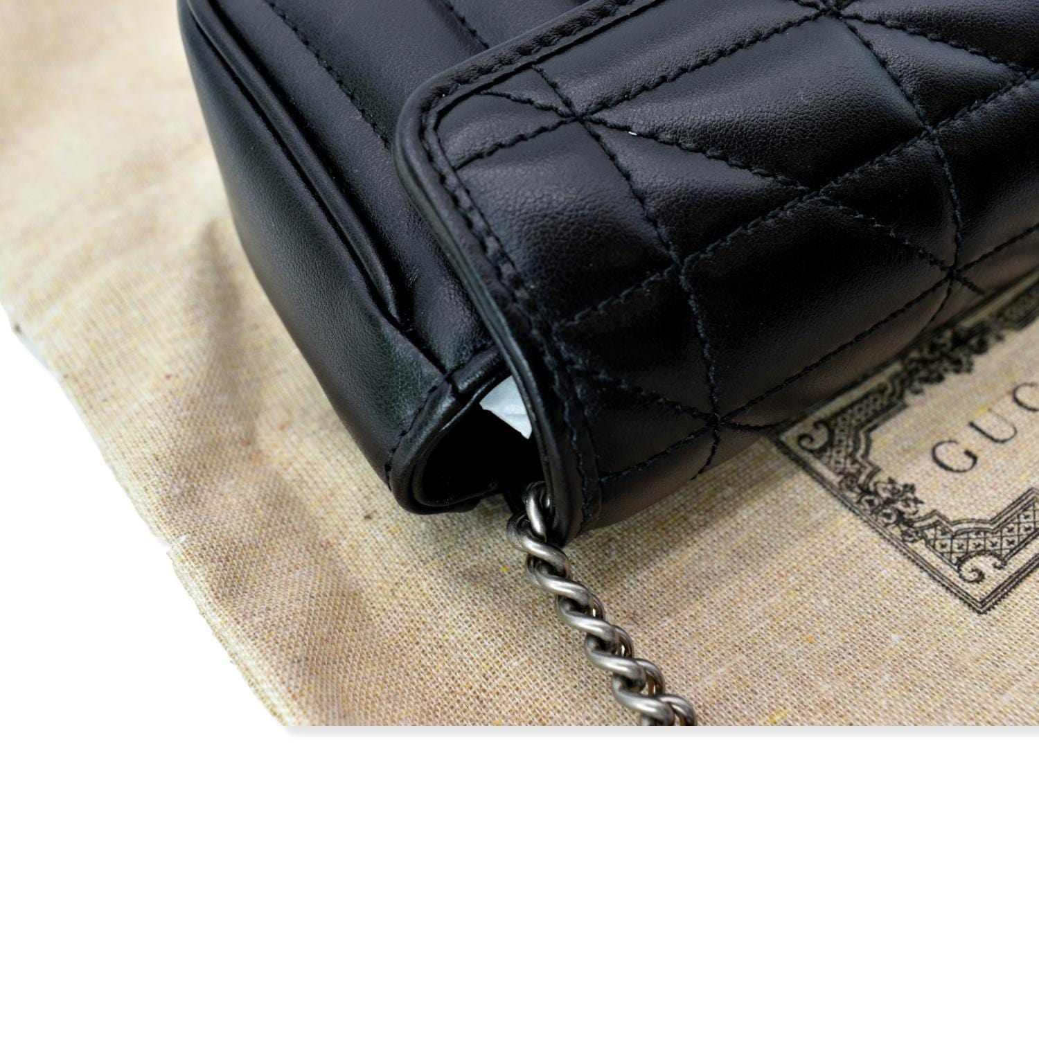 GUCCI GG Marmont Super Mini Leather Crossbody Bag Black 476433