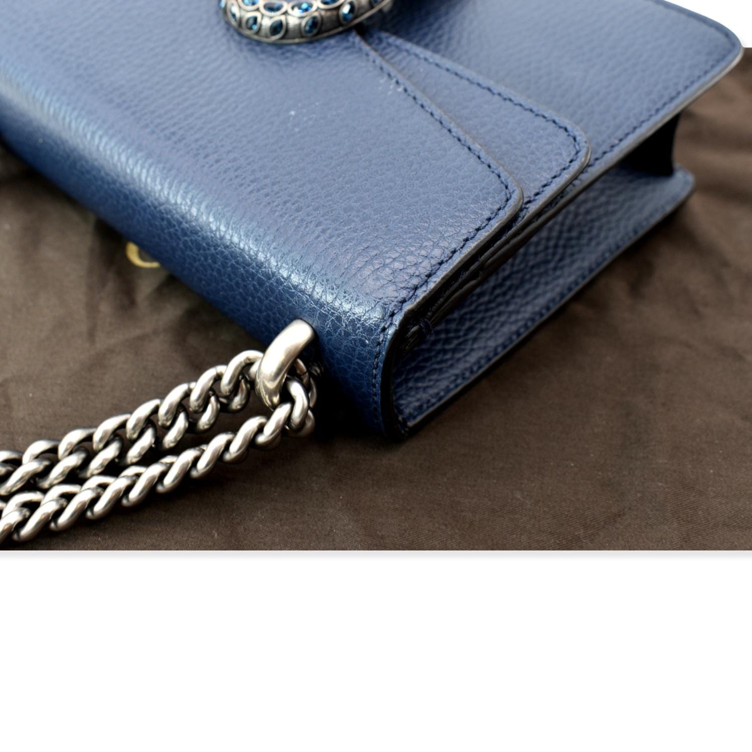 GUCCI Dionysus Mini Leather Crossbody Bag Blue 421970