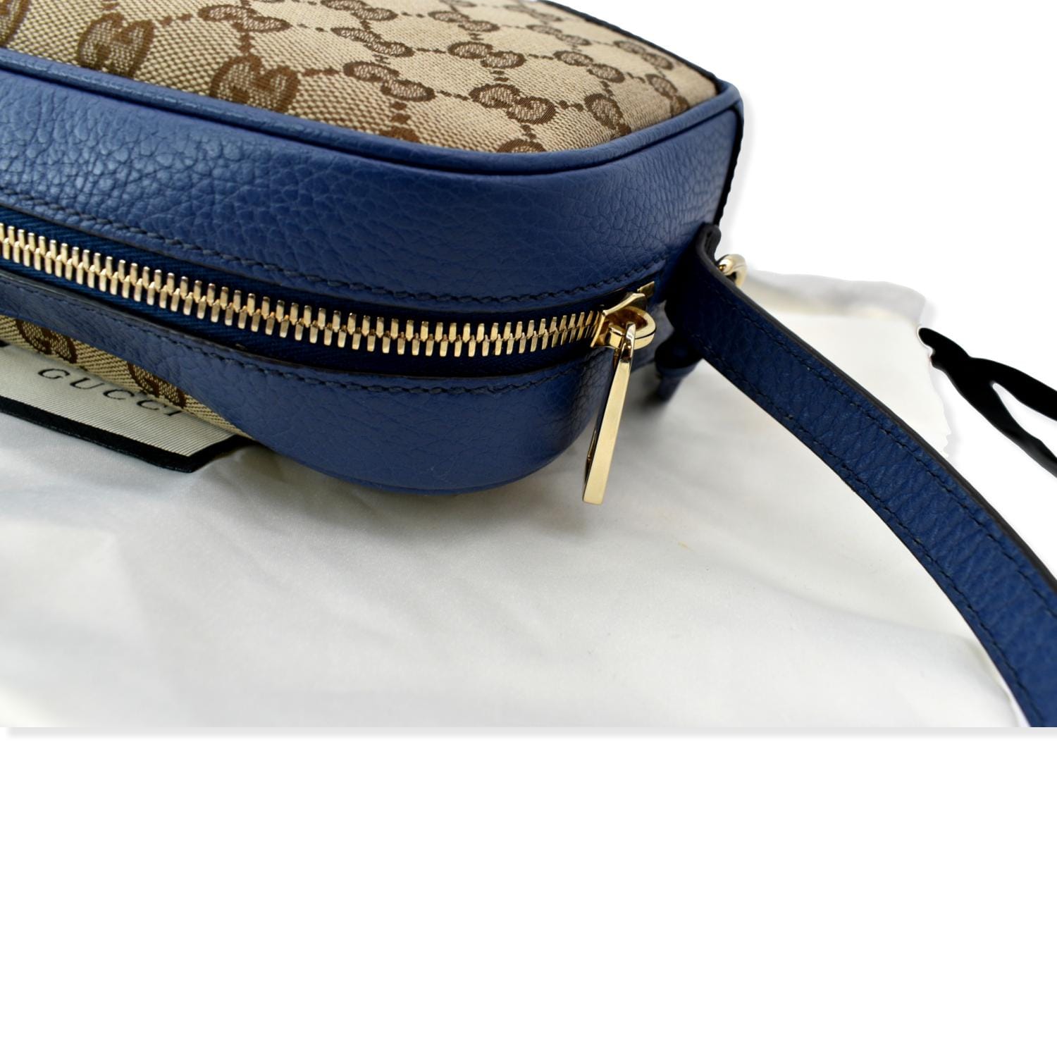 GUCCI Bree GG Canvas Leather Crossbody Bag Beige 449413