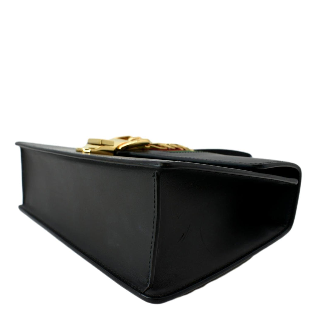 GUCCI Sylvie Small Leather Shoulder Bag Black