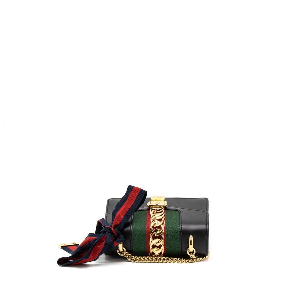 Gucci Mini Sylvie Chain Bag Calfskin Black