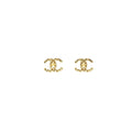 Chanel CC Logo Earrings Gold Tone