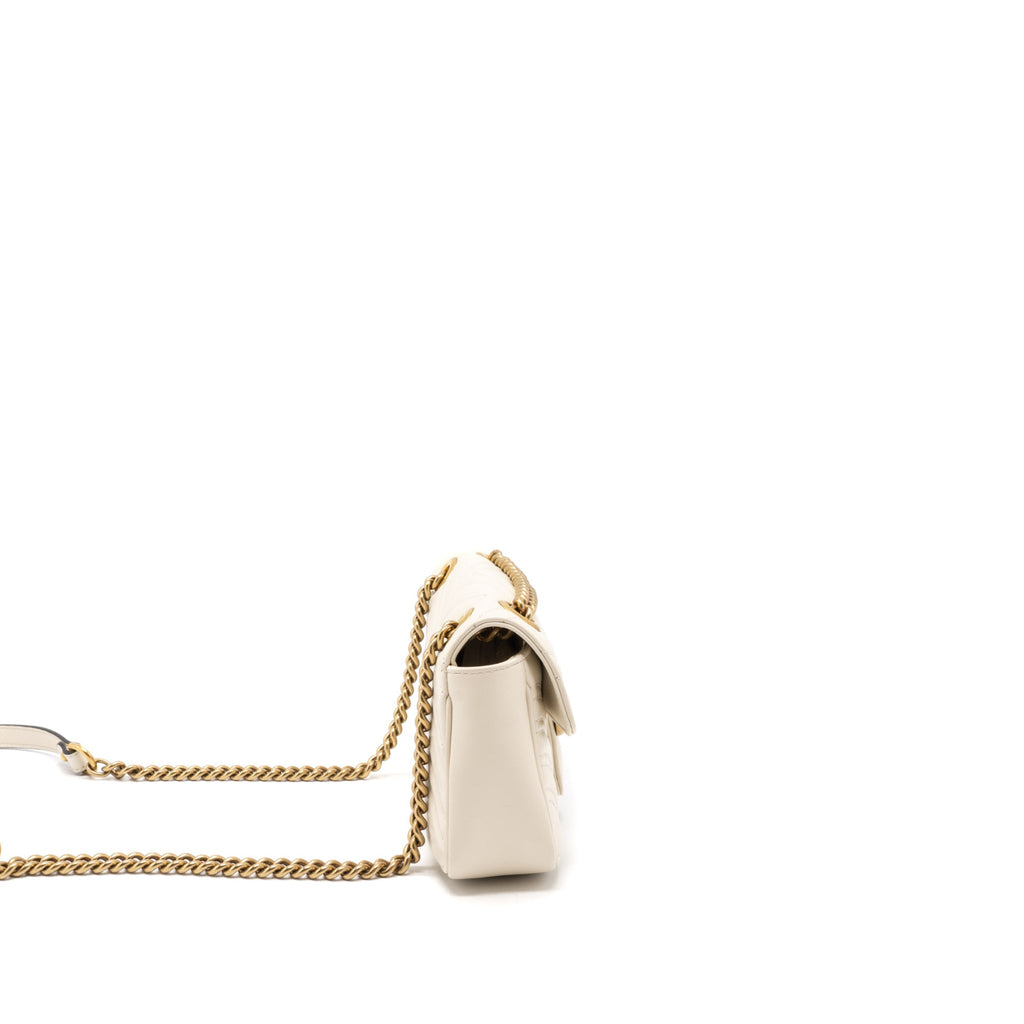 Gucci GG Marmont Mini Bag Matelass� Calfskin White Brushed