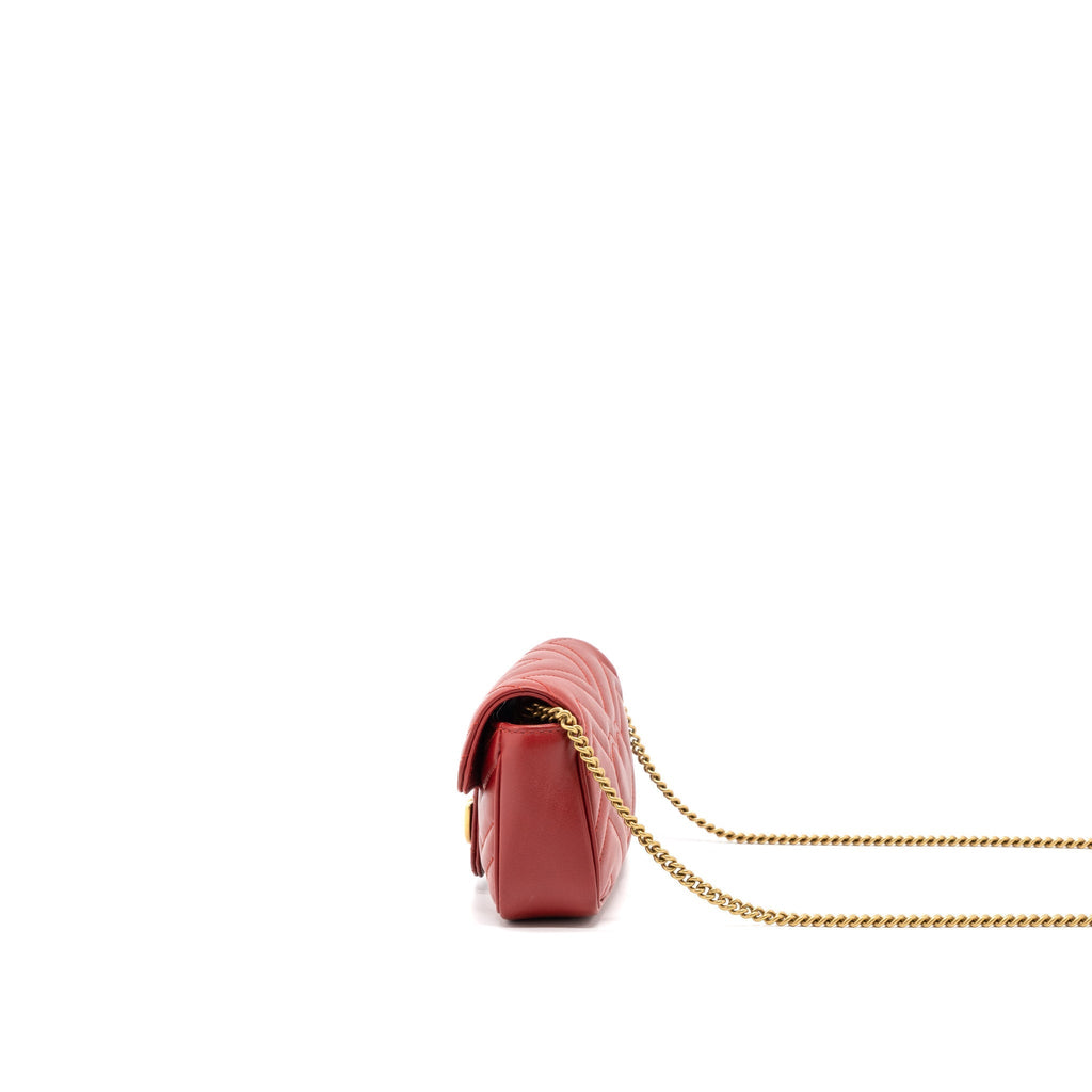 Gucci GG Marmont Super Mini Bag Matelass� Calfskin Red Brushed