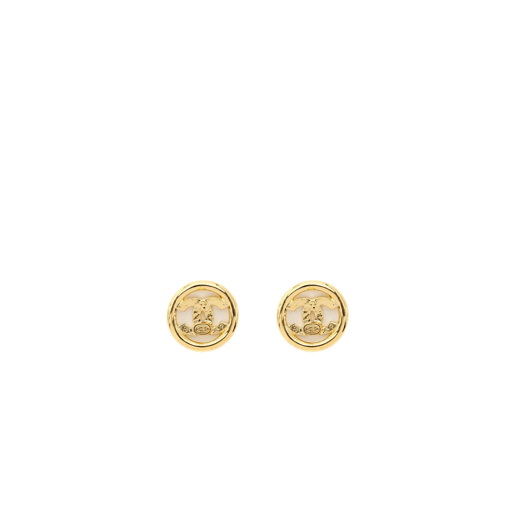 Chanel round and CC logo earrings gold tone