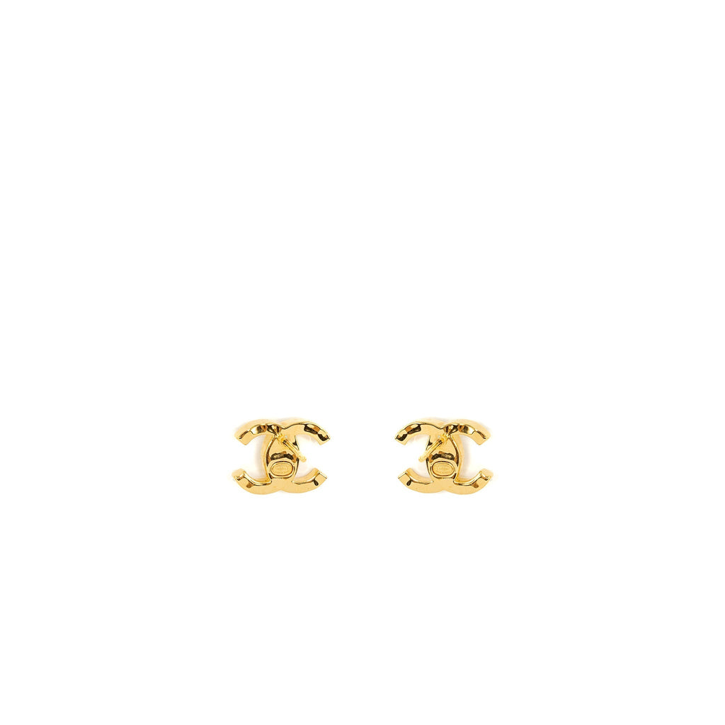 Chanel CC logo with crystal earrings gold tone