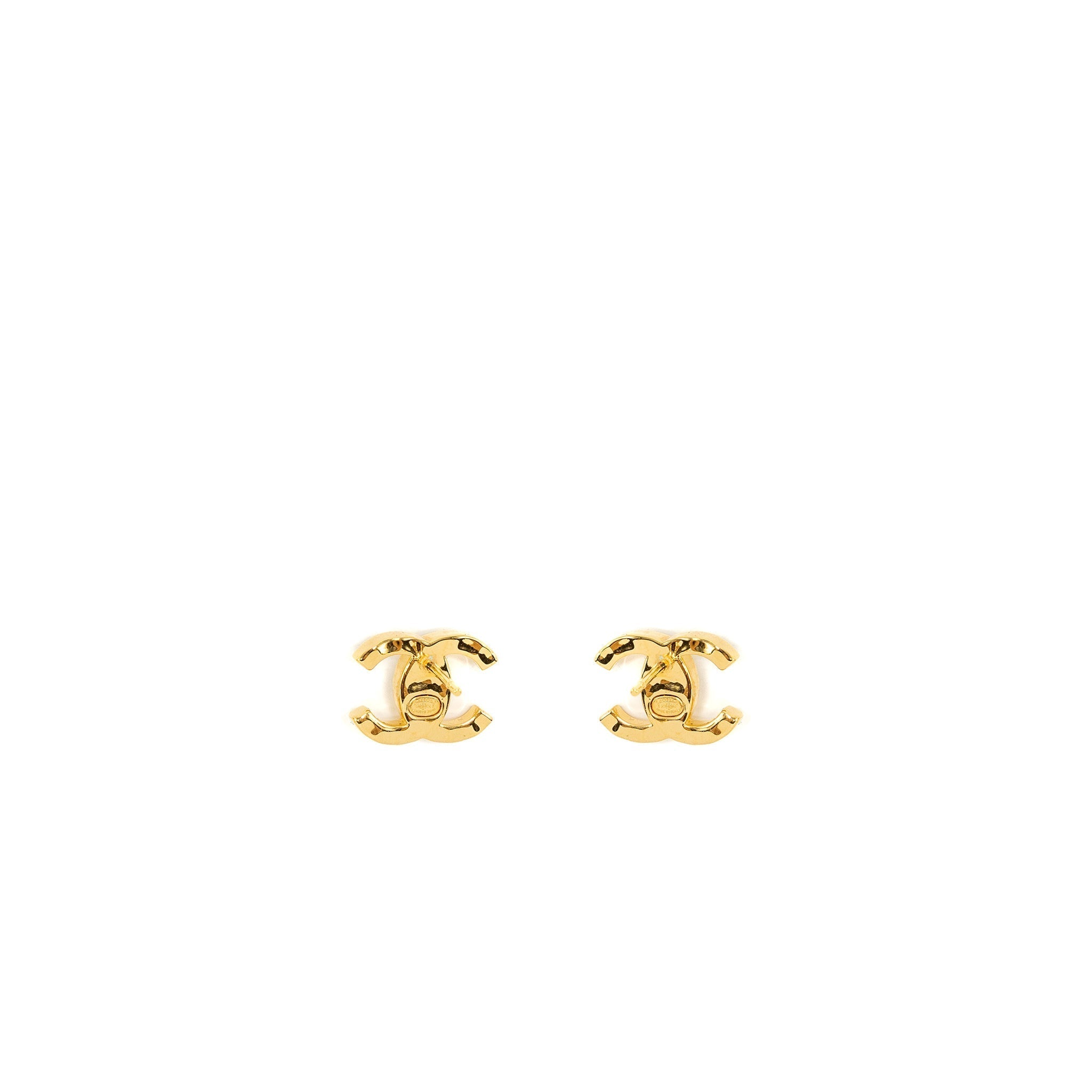 Chanel CC logo with crystal earrings gold tone